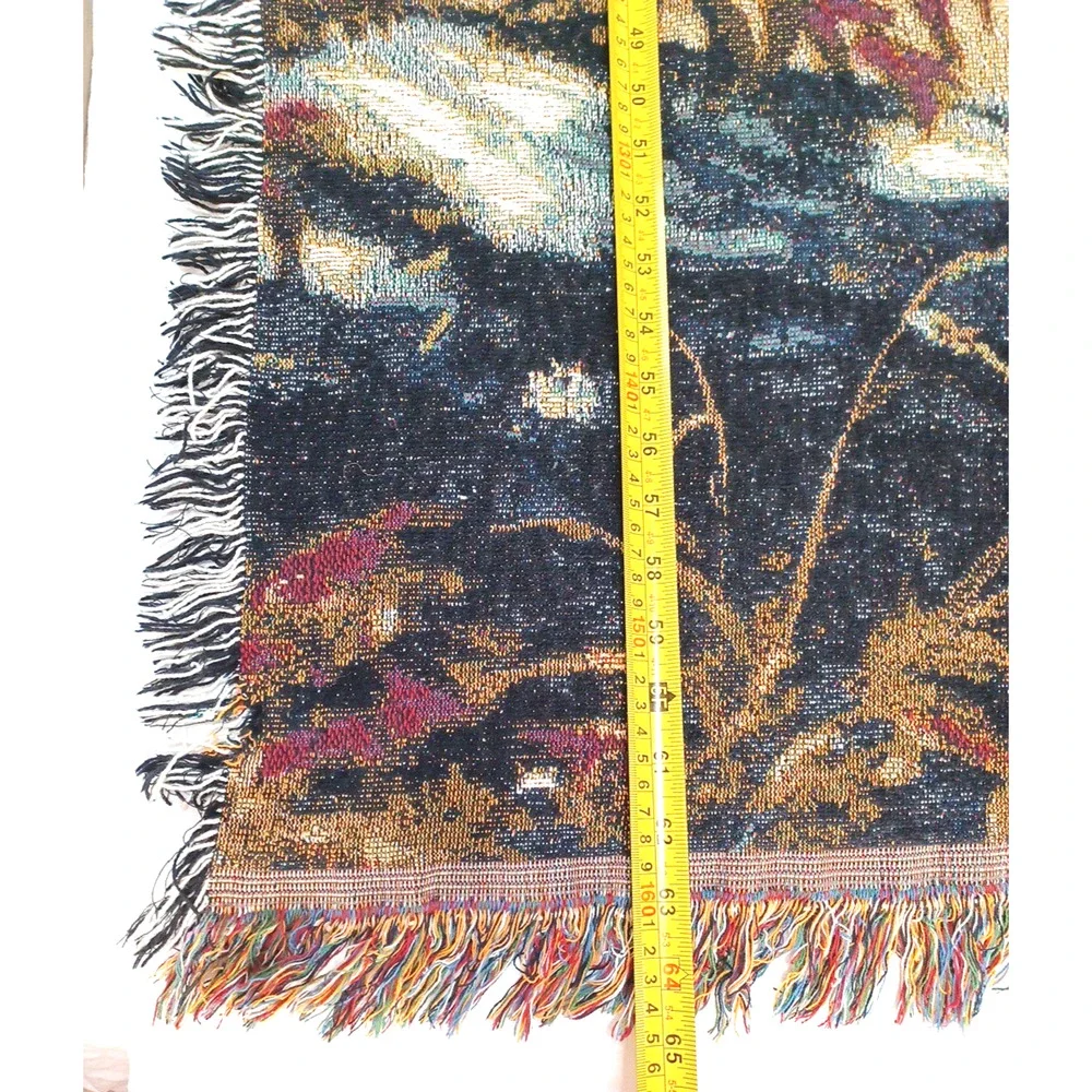 VTG Picken '93 Deer Buck Throw Tapestry Fringe Blanket Wall 50x65 Cabin Hunting